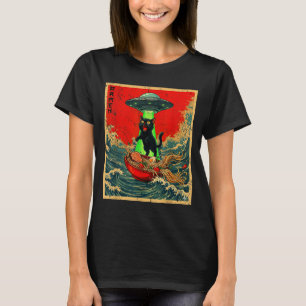 Katten Ramen Ufo Japanse Anime Grafische T-shirts 