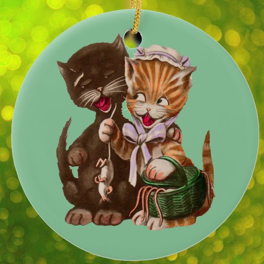  katten Rat Gift Basket Keramisch Ornament