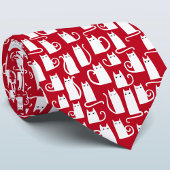 Katten Red en White Holiday Stropdas