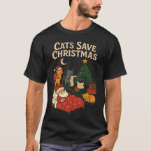 Katten redden kerst grappige kerstman kat kerst T-
