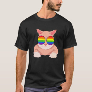 Katten Regenboog Vlag Zonnebril Queer Pride Maand T-shirt