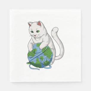 Katten Regeren De Wereld Kat Wol Globe Servet