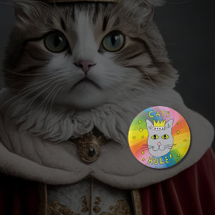 Katten regeren kattenliefhebber Russische Blauwe p Ronde Button 5,7 Cm