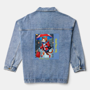 Katten rennen in de regen met paraplu's T-shirt Denim Jacket