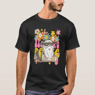 Katten Retro 60S 70S Sfeer Bloemen Vredesteken Vin T-shirt