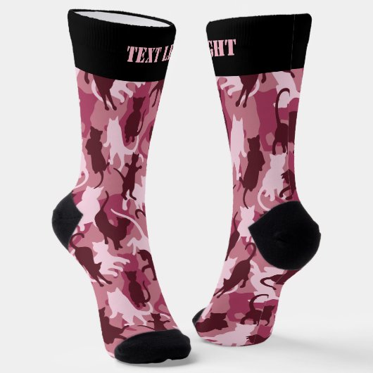 Katten Roze Camouflage Patroonvergrendelingen Sokken (Gebogen)