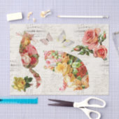 Katten  roze gele rozen Frans Weefsel Tissuepapier (Craft)