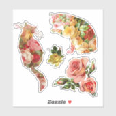 Katten roze roze rozen Sticker (Vel)