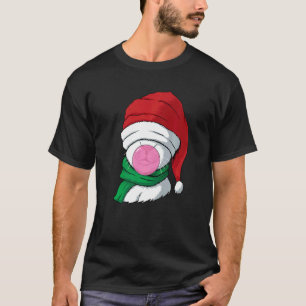 Katten Santa Hoed Bubble Gum Kerst Pyjama Schattig T-shirt