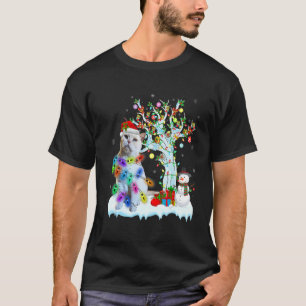 Katten Santa's Hoed Kerstboom Licht Kat T-shirt