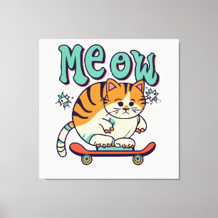 Katten Schaatsen Miauw Canvas Afdruk