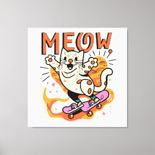 Katten Schaatsen Miauw Canvas Afdruk