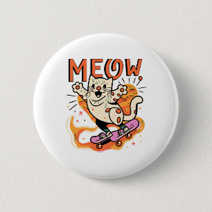 Katten Schaatsen Miauw Ronde Button 5,7 Cm