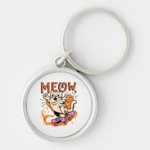 Katten Schaatsen Miauw Sleutelhanger