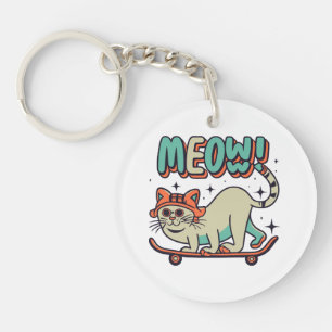 Katten Schaatsen Miauw Sleutelhanger