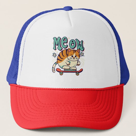 Katten Schaatsen Miauw Trucker Pet (Voorkant)