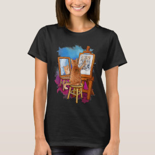 Katten Schilderen Leeuw Artistieke Dieren Grafisch T-shirt