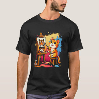Katten Schilderij Leeuw Dier Tekening Abstracte Ku T-shirt