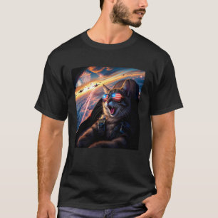 Katten Selfie Jet Vliegtuig Grappig Grafisch Manne T-shirt