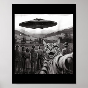 Katten Selfie Mensen Kijken naar een Buitenaardse Poster