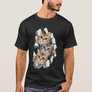 Katten Shirt, Katten Tshirt, Katten Gescheurde Sto T-shirt