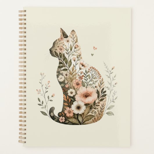 Katten Silhouet Bloem Boho Wilde Bloem Planner (Voorkant)