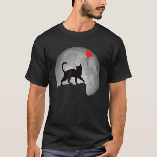 Katten Silhouet in Volle Maan met een Hart. Mooie T-shirt