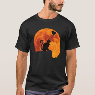 Katten Silhouet in Volle Maan. Rode Maan Katten Mo T-shirt