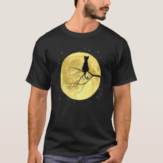 Katten Silhouet Op Maan Mysterieuze Kat Halloween  T-shirt