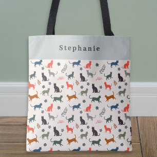 Katten Silhouetten Dierenpatroon Modern Gepersonal Draagtas