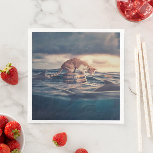 Katten slaapdroom of nachtmerrie servet