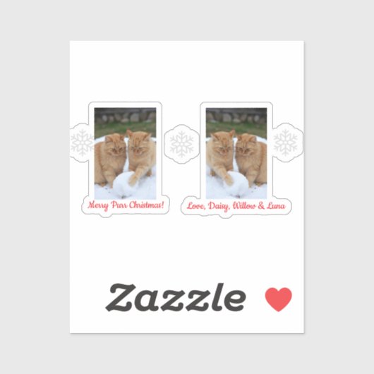 Katten Sneeuwbal, Afbeelding Namen Tekst, Aanpasse Sticker (Vel)