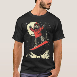 Katten-snowboard-skiër-liefhebber voor mannen vrou t-shirt