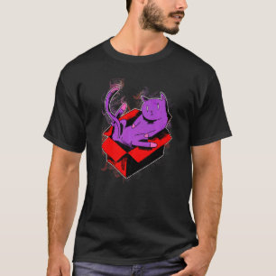Katten spelen met kartonnen doos met waterspatten t-shirt
