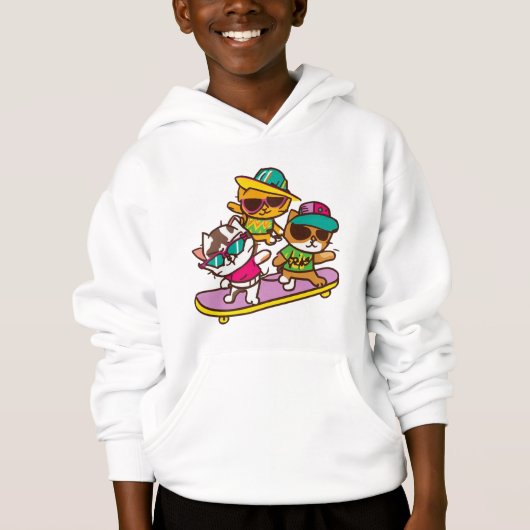 Katten Spelen Skateboard Dragen Bril Hip Hop Pet (Voorkant)