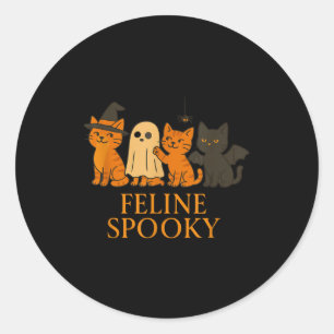 Katten spookachtige katten halloween heks geest vl ronde sticker