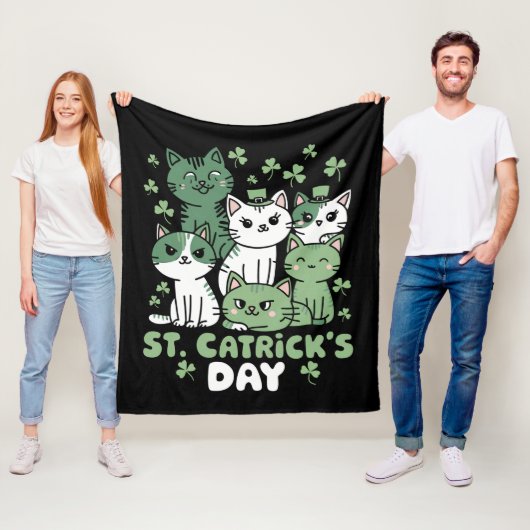 Katten St Patrick's Dag Grappige Catrick's Dag Fleece Deken (In situ)