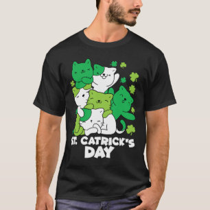 Katten St. Patrick's Day Katten Leprechaun Gelukki T-shirt