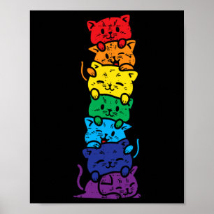 Katten stapel regenboog Gay Pride Schattig Lgbt Di Poster