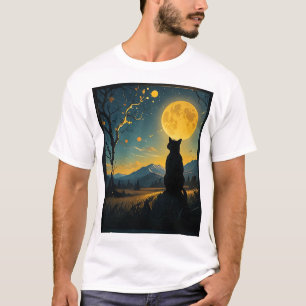 Katten Starry Night Van Gogh Kat Voor Kattenliefhe T-shirt