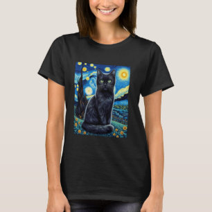 Katten sterrennacht van gogh kat voor kattenliefhe t-shirt