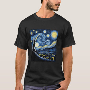 Katten-sterrennacht Van Gogh-kat voor kattenliefhe T-shirt