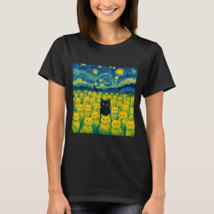 Katten-sterrennacht Van Gogh-kat voor kattenliefhe T-shirt
