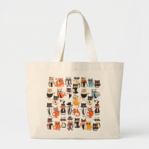 Katten stijlvolle Wild Whiskers Wonderland modieus Grote Tote Bag