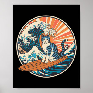 Katten surfen Grappige surfer Surfplank Poster
