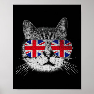Katten T-shirt Union Jack Vlag Land Retro Engeland Poster