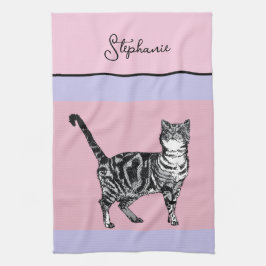 Katten Tabby Pastel Katten Dames Licht Roze Paars Theedoek