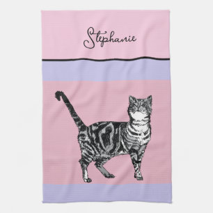 Katten Tabby Pastel Katten Dames Licht Roze Paars Theedoek