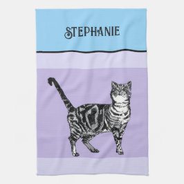 Katten Tabby Pastel Katten Dames Lichtblauw Paars Theedoek