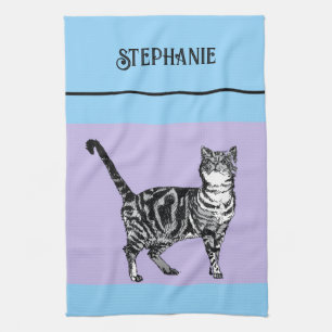 Katten Tabby Pastel Katten Dames Lichtblauw Paars Theedoek